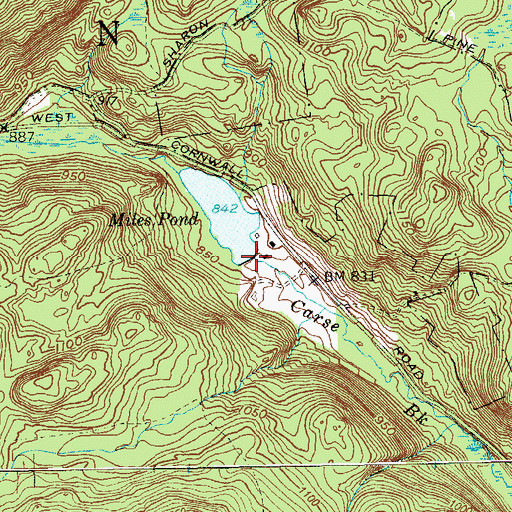Topographic Map of Miles Pond Dam, CT