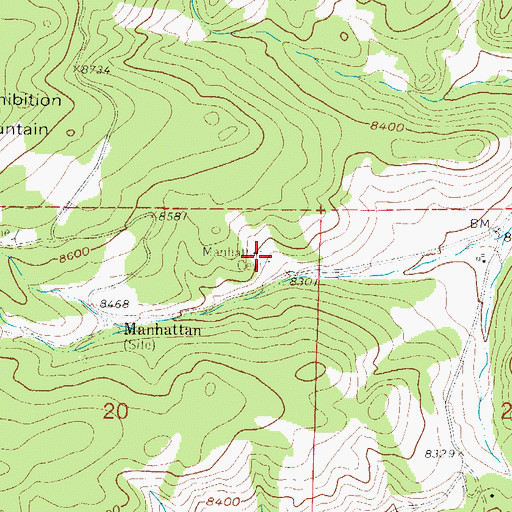 Topographic Map of Manhattan Cemetery, CO