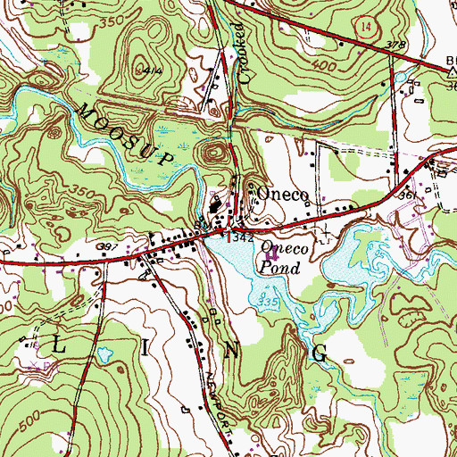 Topographic Map of Oneco Pond Dam, CT