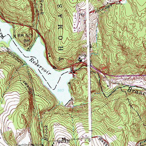 Topographic Map of Wigwam Reservoir Dam, CT