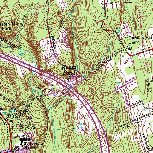 Topographic Map of Kaatz Pond Dam, CT