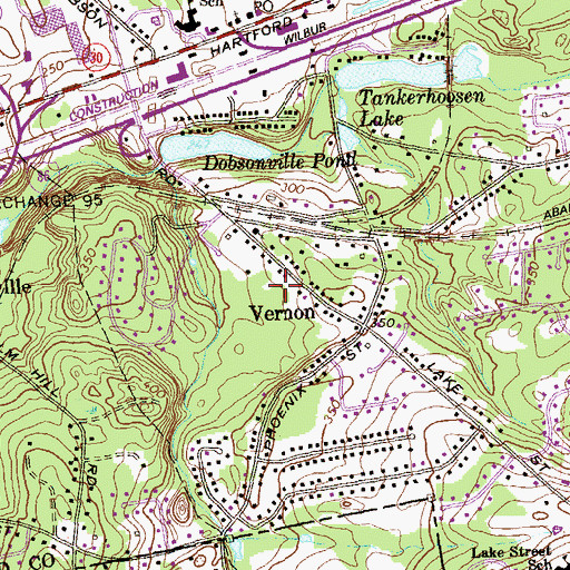 Topographic Map of Aldon Mill Pond Dam, CT