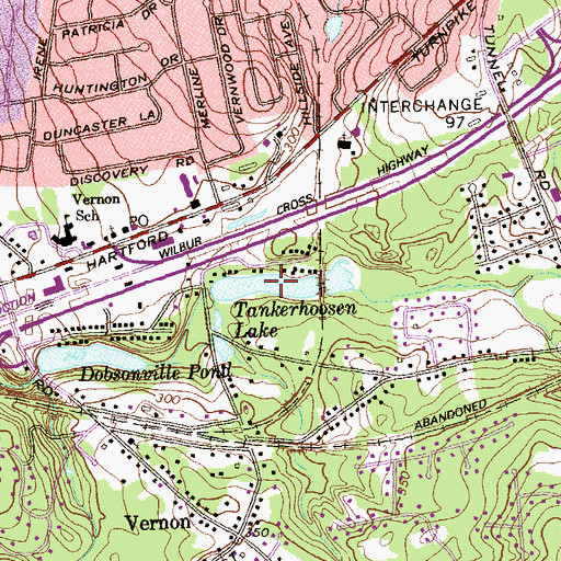 Topographic Map of Tankerhoosen Lake North Dam, CT