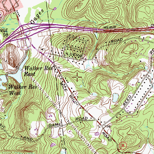 Topographic Map of Walker Reservoir East Dam, CT