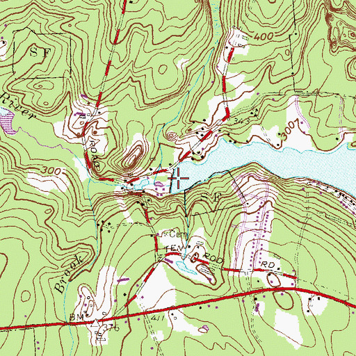 Topographic Map of Beach Pond Dam, CT