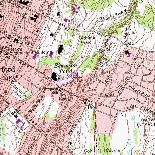 Topographic Map of Simpson Pond Dam, CT