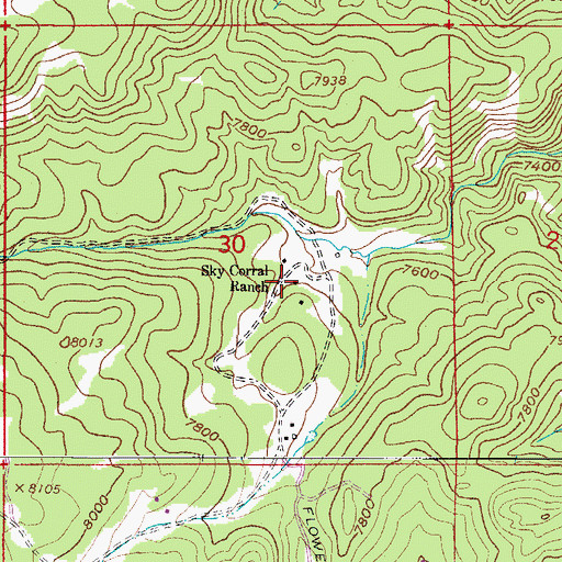 Topographic Map of Sky Corral Ranch, CO