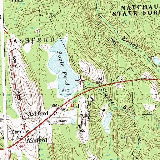 Topographic Map of Poole Pond Dam, CT