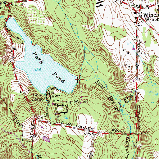 Topographic Map of Park Pond Dam, CT