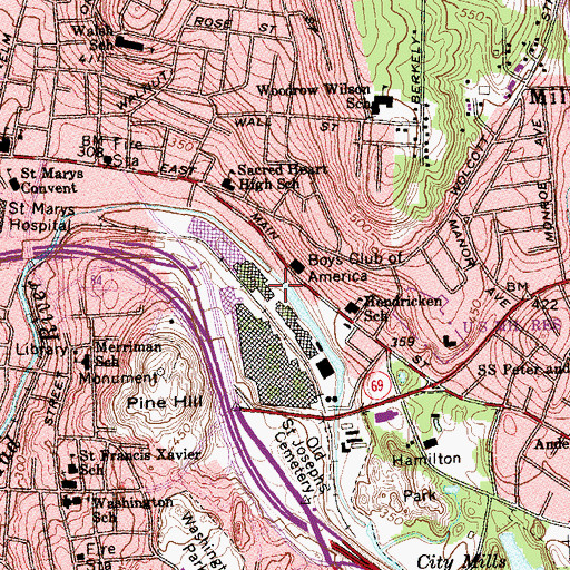 Topographic Map of John Dees Pond Dam, CT