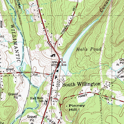 Topographic Map of Halls Pond Dam, CT