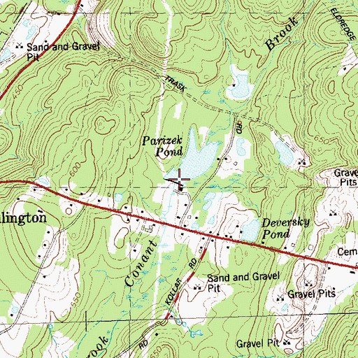 Topographic Map of Parizek Pond Dam, CT
