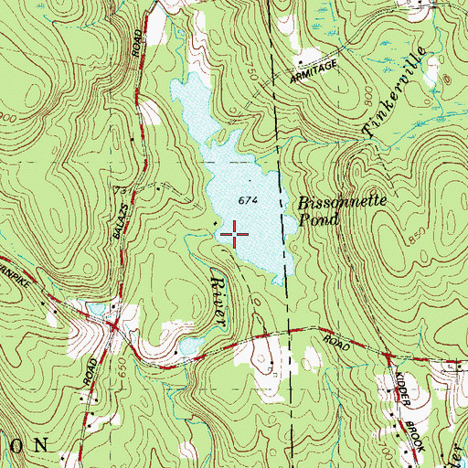 Topographic Map of Bissonnette Pond Dam, CT