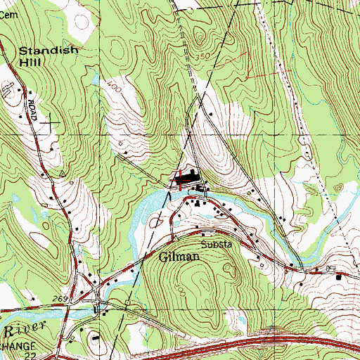 Topographic Map of Gilman Pond, CT