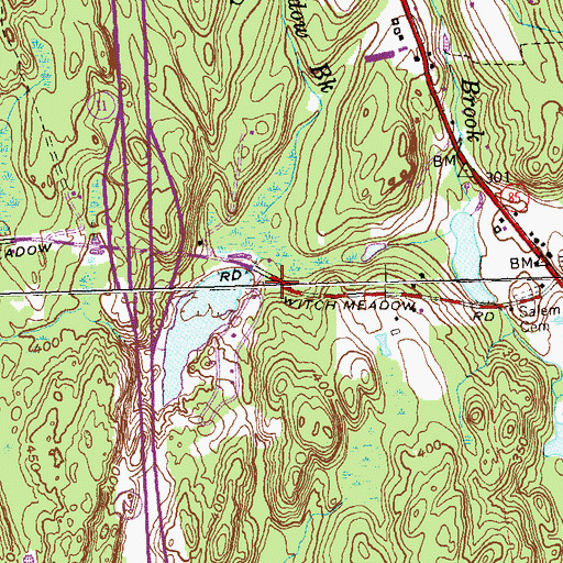 Topographic Map of Witch Meadow Pond Dam, CT