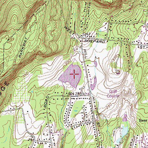 Topographic Map of Farm Brook Reservoir, CT