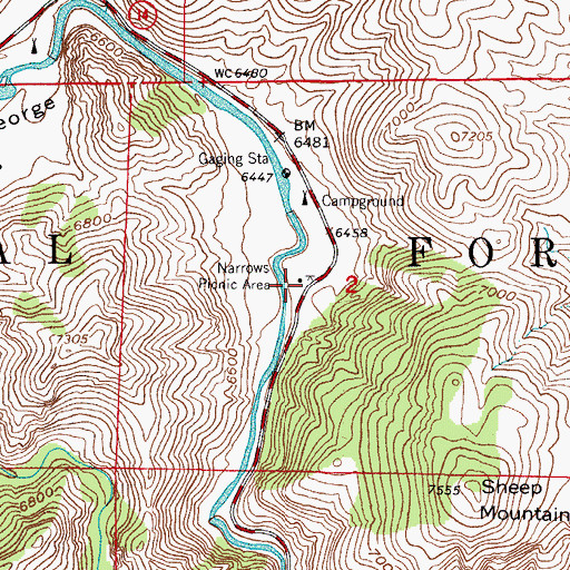 Topographic Map of Narrows Picnic Area, CO