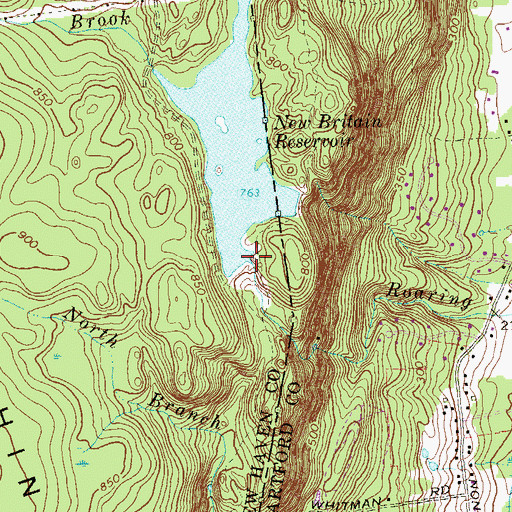 Topographic Map of New Britain Reservoir Dam, CT