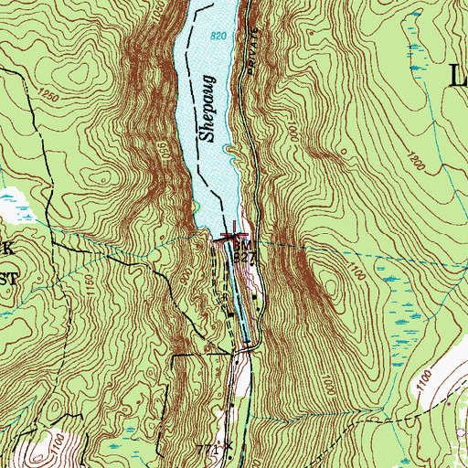 Topographic Map of Shepaug Reservoir Dam, CT