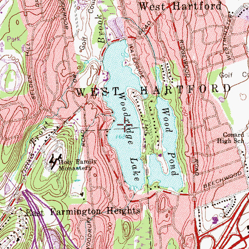 Topographic Map of Woodridge Lake Dam, CT