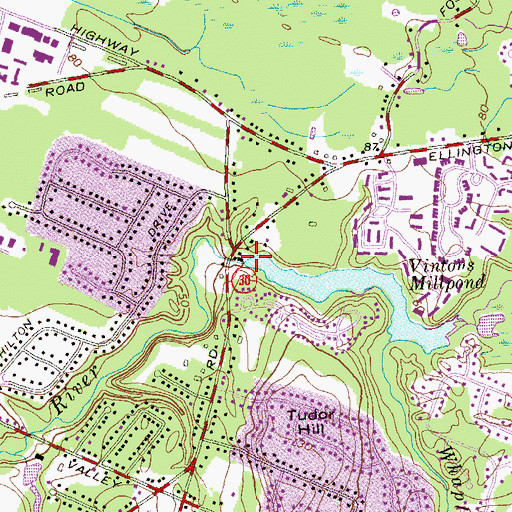 Topographic Map of Podunk Pond Dam, CT