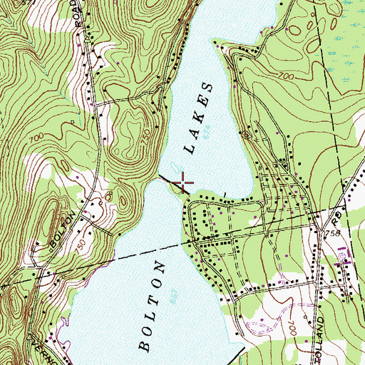 Topographic Map of Upper Bolton Lake Dam, CT