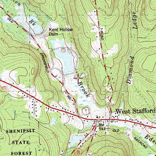 Topographic Map of Sun Valley Lake Dam, CT