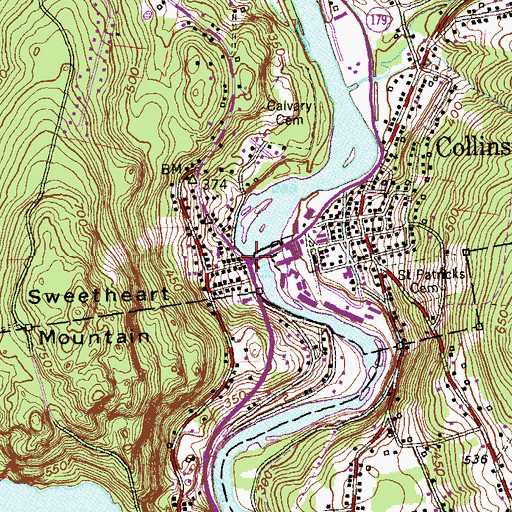 Topographic Map of Collins Company Upper Dam, CT