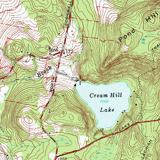 Topographic Map of Cream Hill Lake Dam, CT