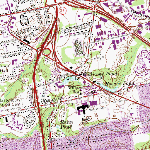 Topographic Map of Williams Pond Dam, CT