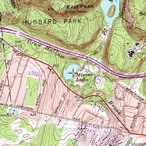 Topographic Map of Mirror Lake Dam, CT