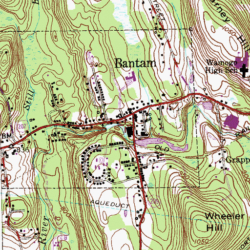 Topographic Map of Bantam River Reservoir, CT