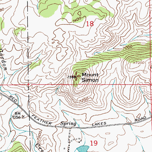 Topographic Map of Mount Simon, CO