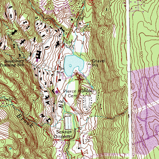 Topographic Map of Gravel Pond Dam, CT