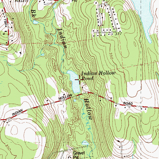 Topographic Map of Indian Hollow Pond Dam, CT