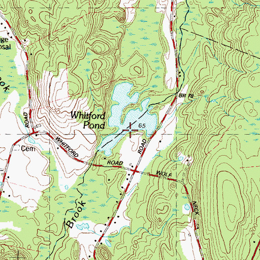 Topographic Map of Whitford Pond Dam, CT