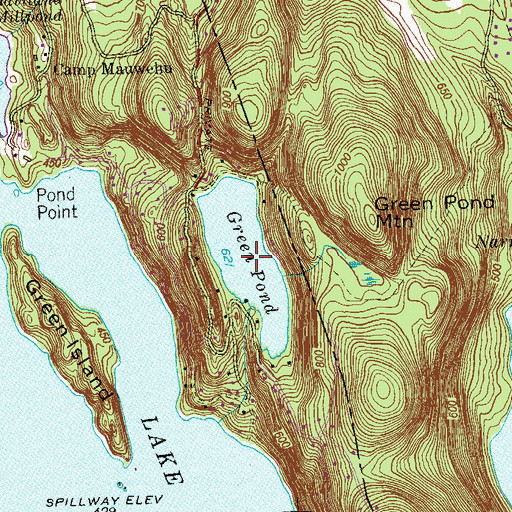 Topographic Map of Green Pond Dam, CT
