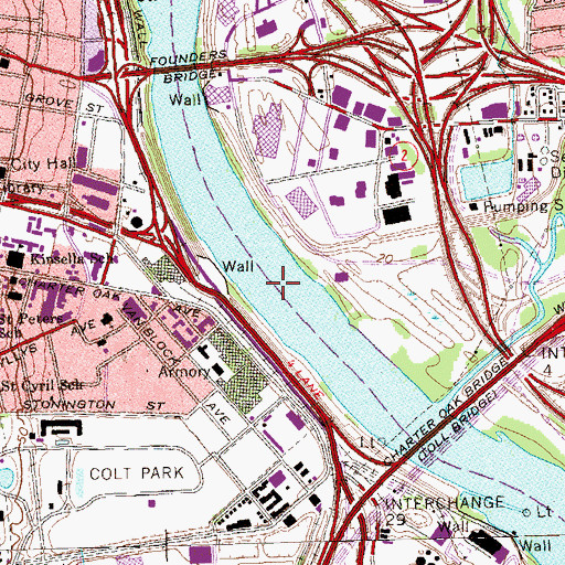 Topographic Map of Bell Pond Dam, CT