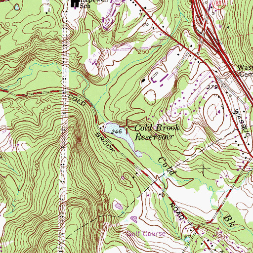 Topographic Map of Cold Brook Reservoir Dam, CT