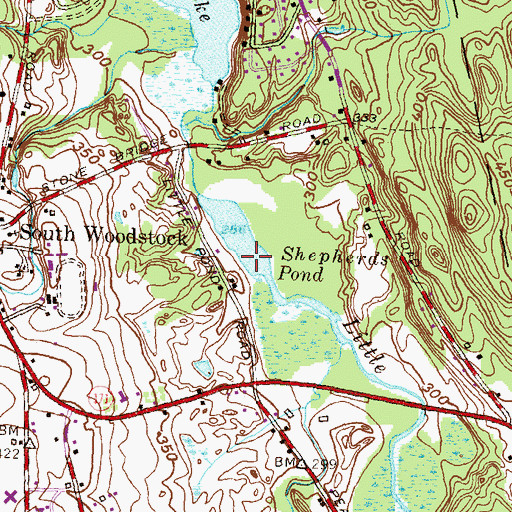 Topographic Map of Shepherds Pond Dam, CT