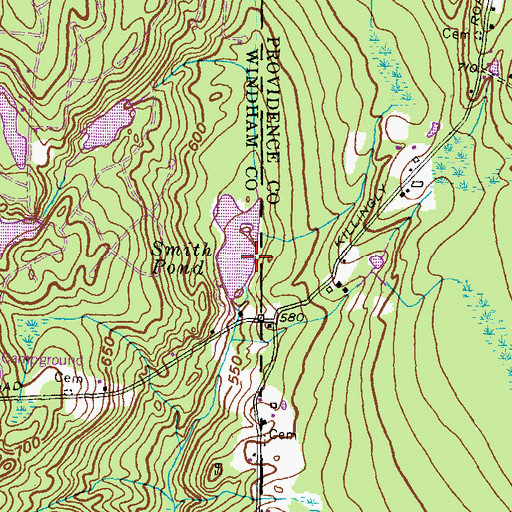 Topographic Map of Smith Pond Dam, CT