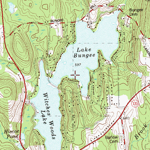 Topographic Map of Upper Bungee Lake, CT