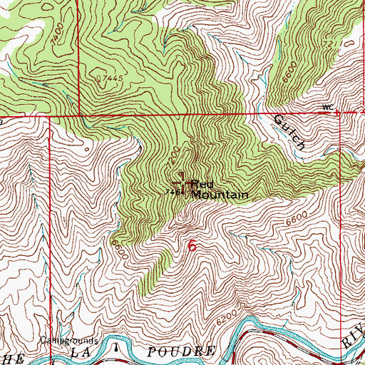 Topographic Map of Red Mountain, CO