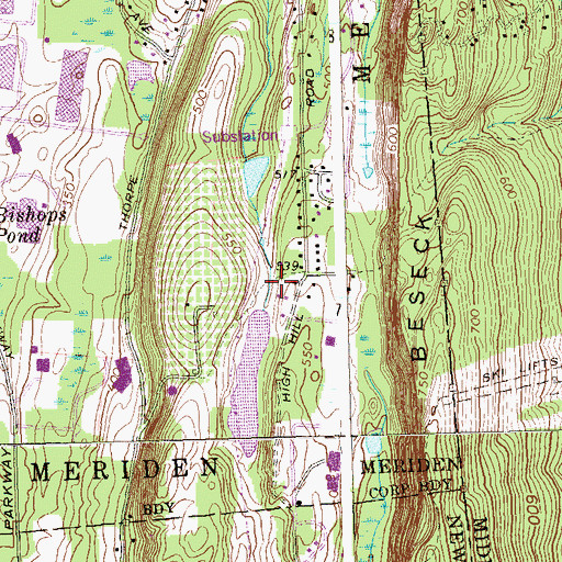 Topographic Map of High Hill Pond Dam, CT