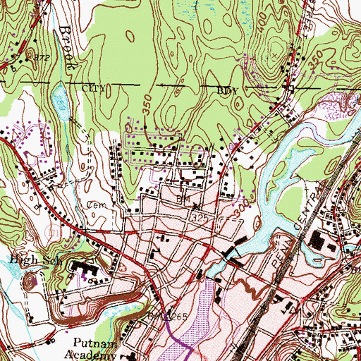 Topographic Map of Cargill Falls Dam, CT