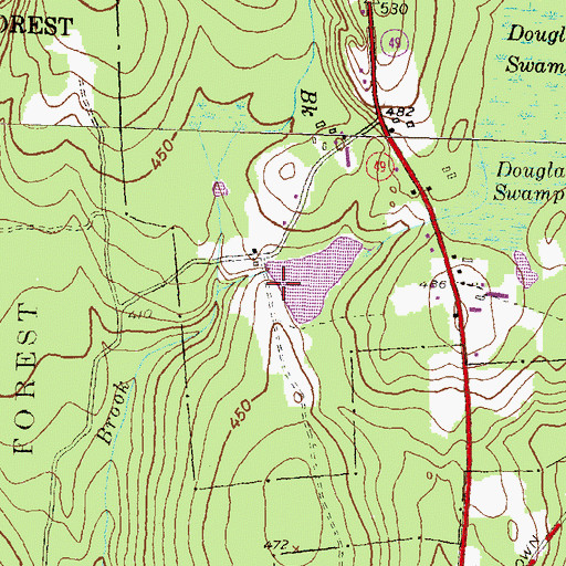 Topographic Map of Douglas Pond Dam, CT