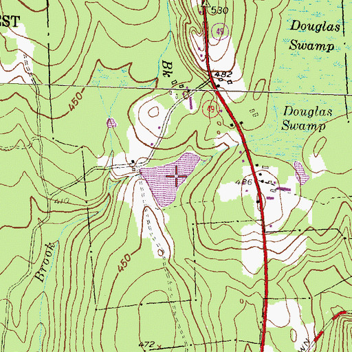 Topographic Map of Douglas Pond, CT