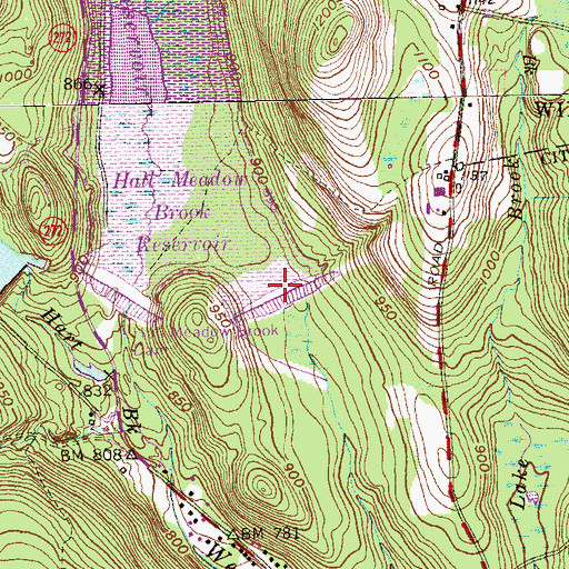 Topographic Map of Hall Meadow Brook Dike, CT