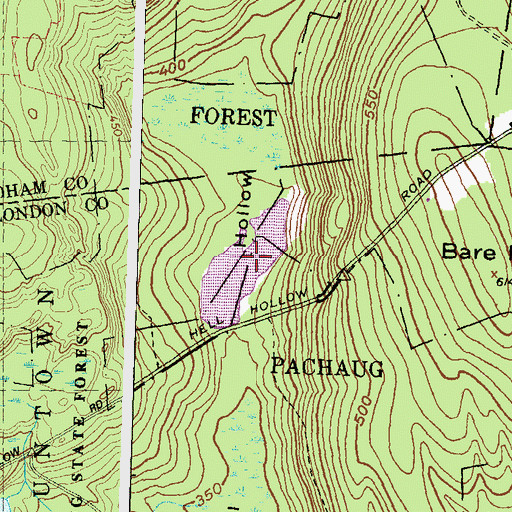 Topographic Map of Hell Hollow Pond, CT