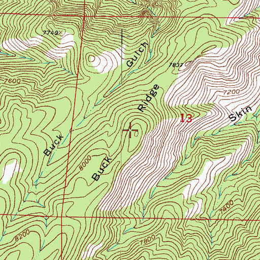 Topographic Map of Buck Ridge, CO